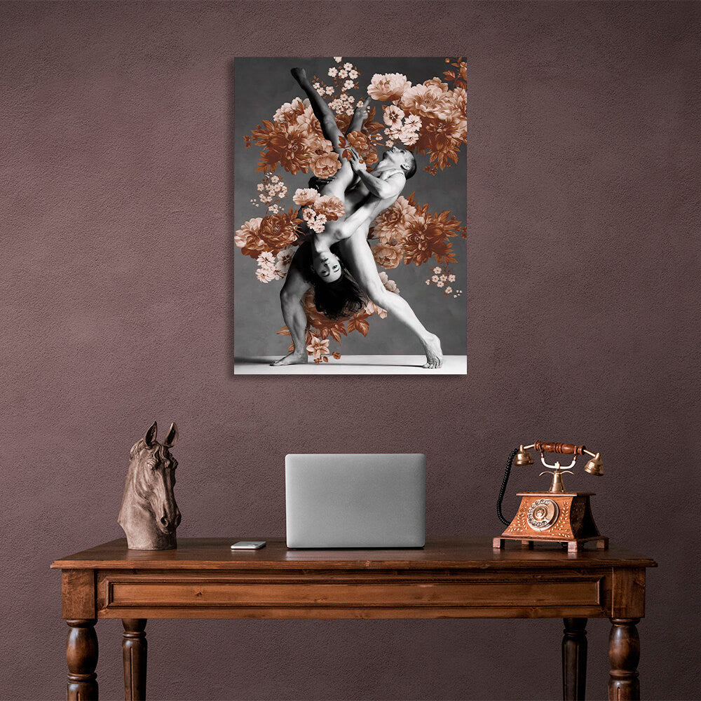 Männliche und weibliche Tänzer in Brauntönen Leinwandbild Wandbild