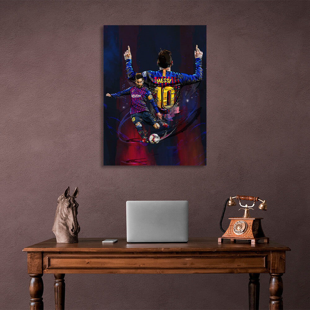 Kunstdruck auf Leinwand mit Fußballspieler Lionel Messi aus Barcelona