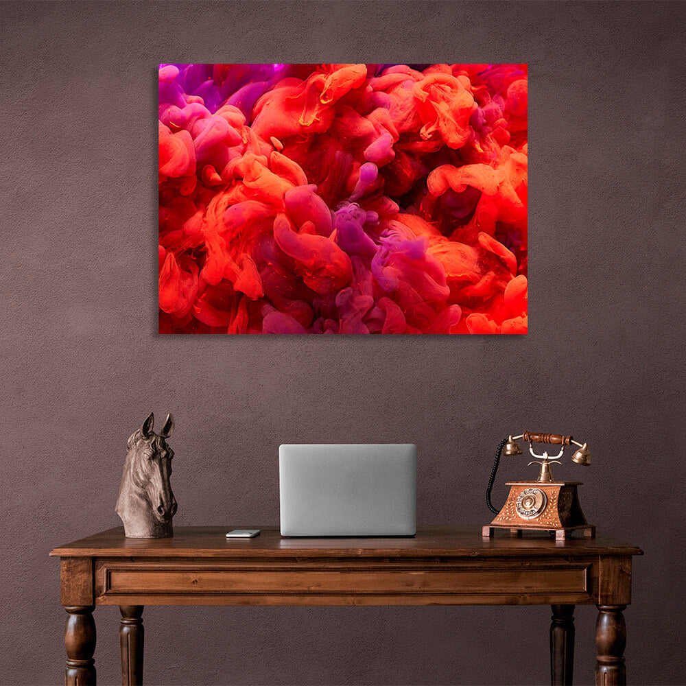 Kunstdruck auf Leinwand, rot und violett, Rauch