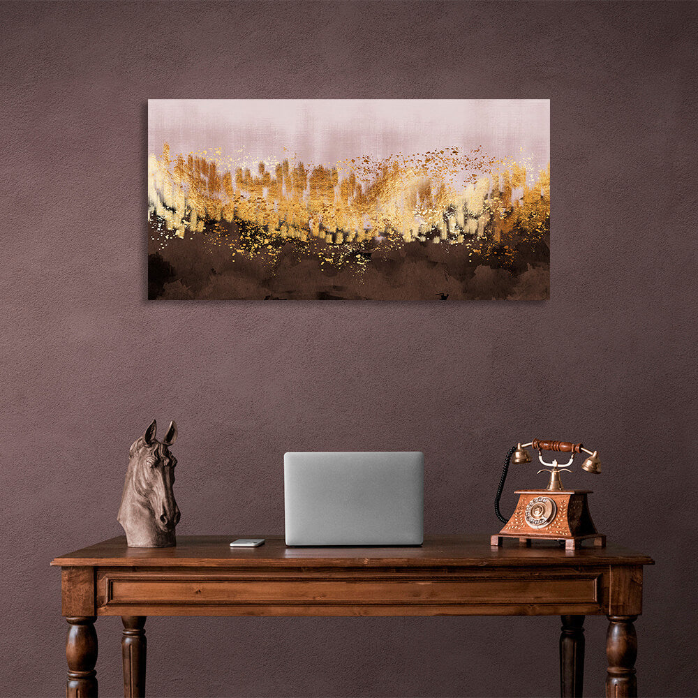 In rose gold and brown colors Abstraction Canvas Wall Art Print