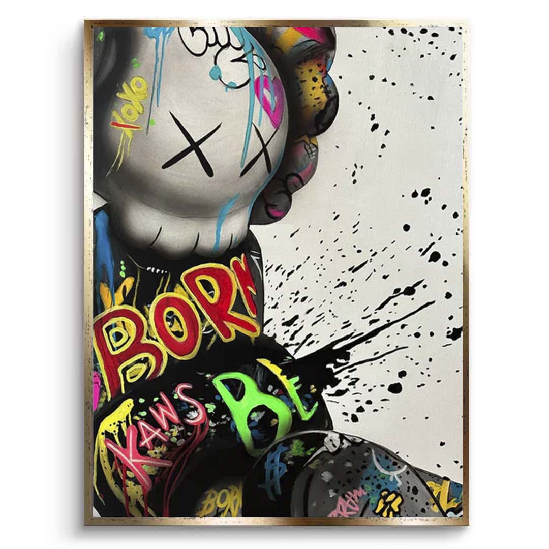 Kaws Dynamic Graffiti Canvas Wall Art - Bold Urban Expression for Contemporary Spaces