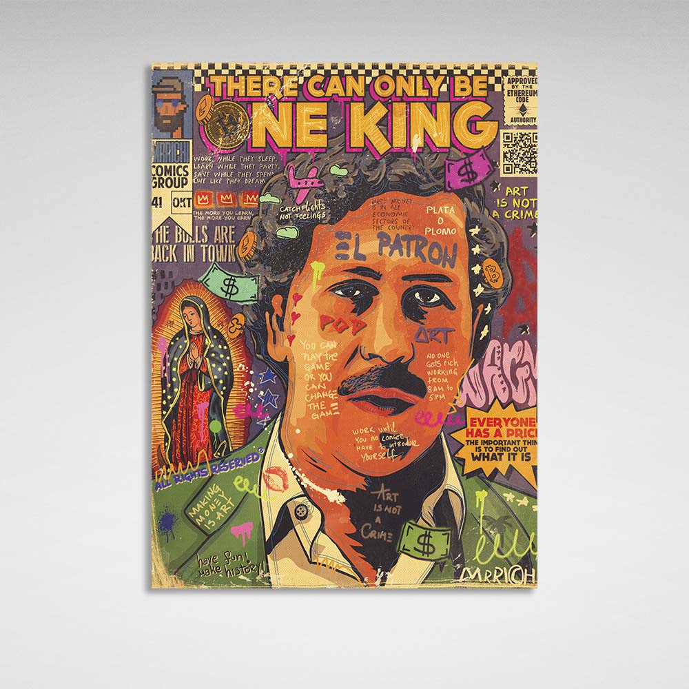 Pop-Art-Kunstdruck auf Leinwand, Motiv: Pablo Escobar