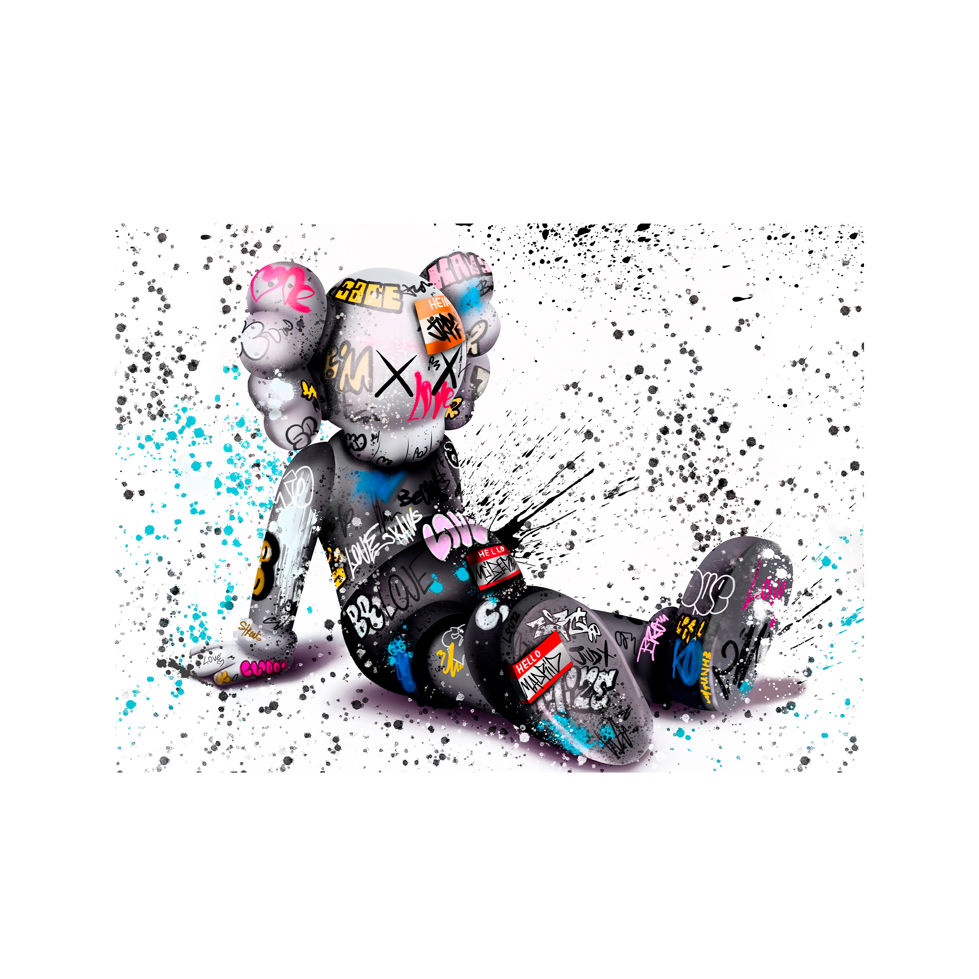 Interior doll KAWS graffiti CANVAS Wall Art Print