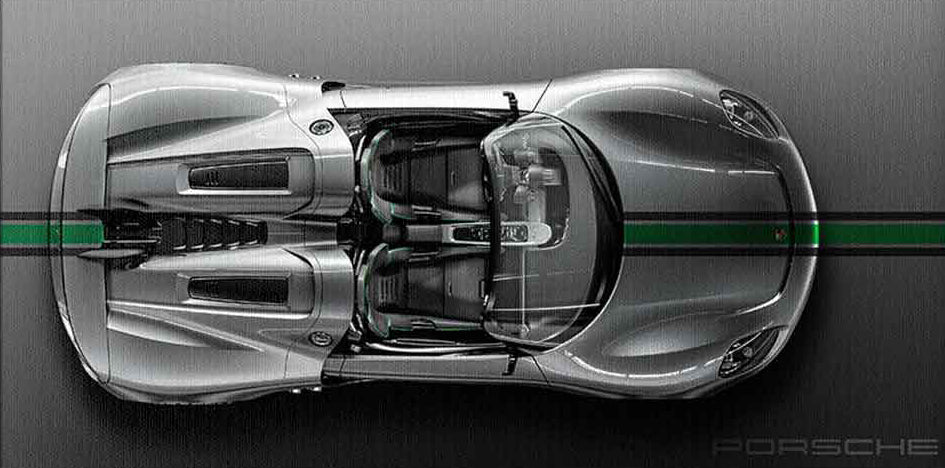 Leinwandbild, Porsche 911, grün, auf grauem Hintergrund