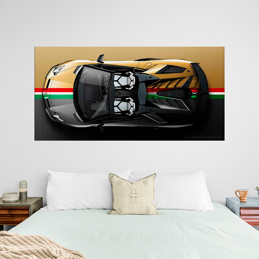 Leinwandbild, Porsche 911, grün, auf grauem Hintergrund