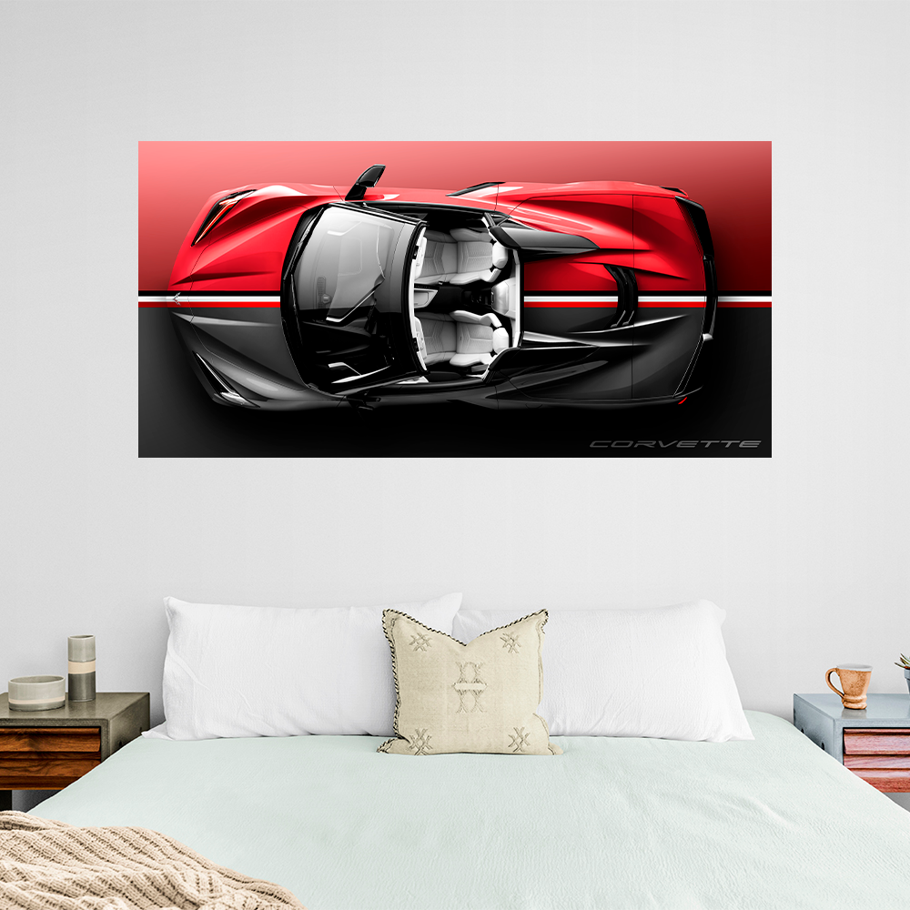 Chevrolet Corvette C8 Stingray Top-Down View - Premium Canvas Wall Art