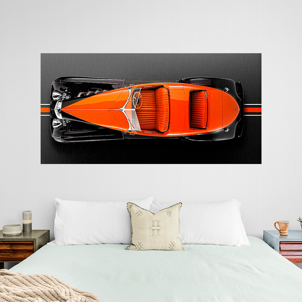 Leinwandbild, Porsche 911, grün, auf grauem Hintergrund