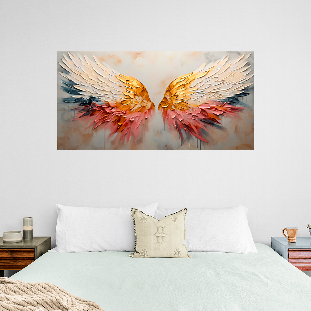 Golden Phoenix Wings Abstract Canvas Wall Art