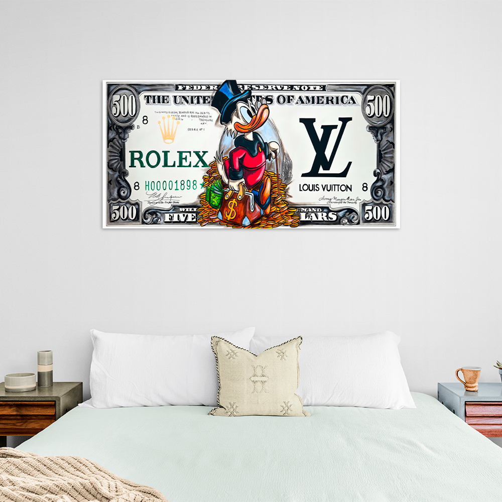 500 DOLLARS, ROLEX AND LOUIS VUITTON Art Canvas