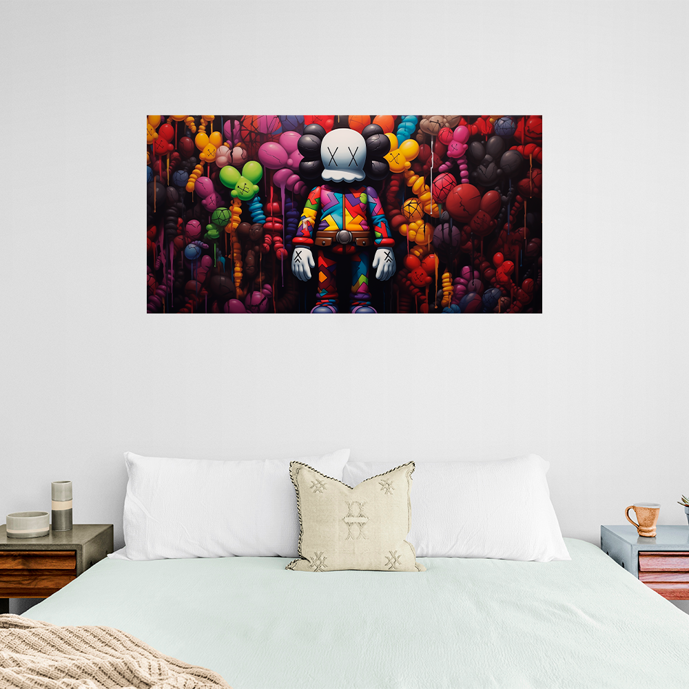 Colorful Bearbrick Wonderland Canvas Art - Vibrant Urban Scene for Contemporary Interiors