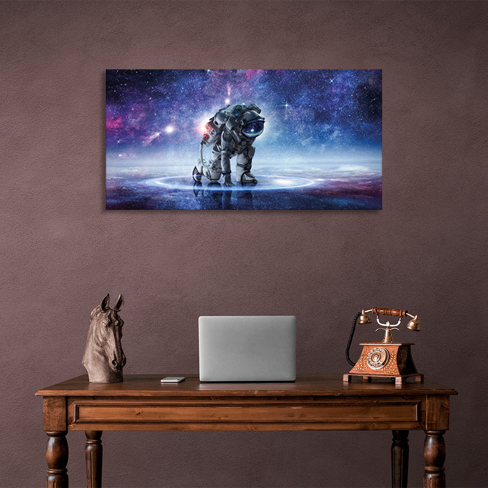 Leinwandbild Astronaut auf Sternenhintergrund