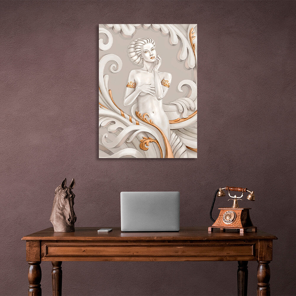 woman with gold details Canvas Wall Art Print