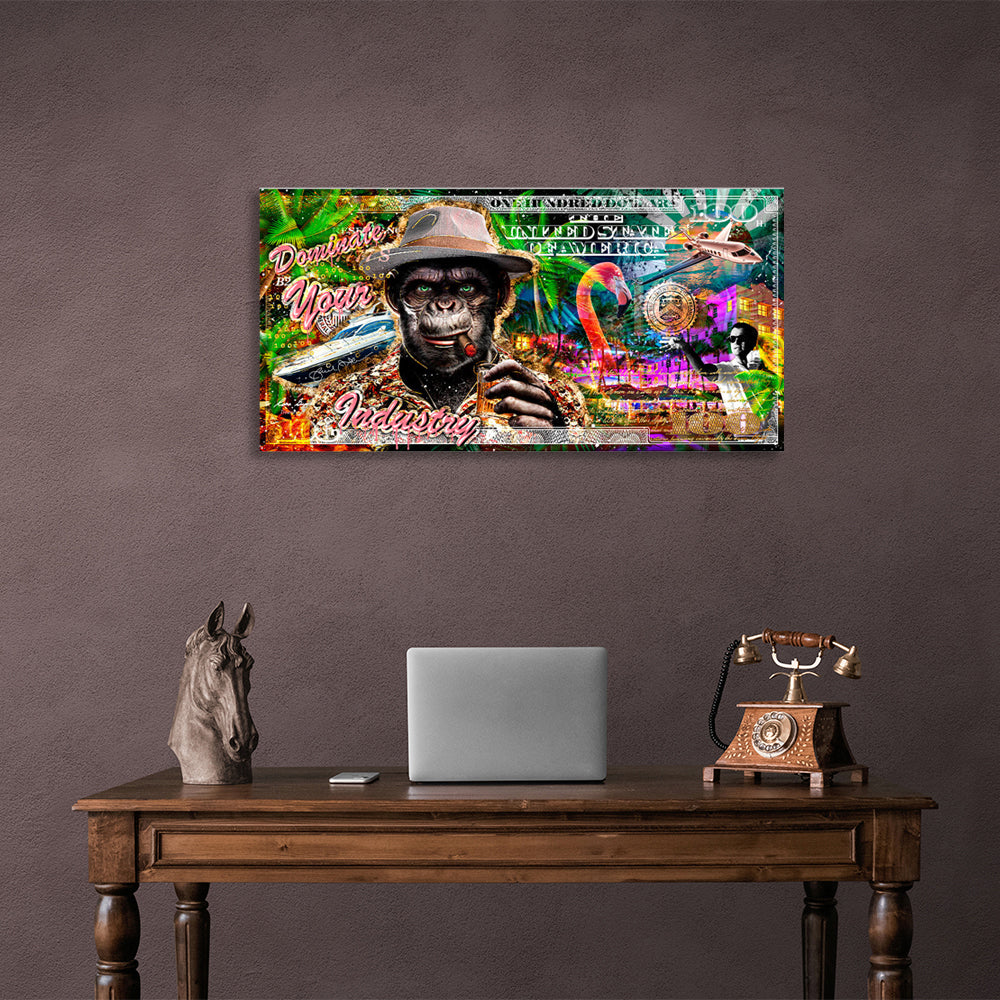100 $ mit Monkey Dominieren Sie Ihre Branche Inspirierender Kunstdruck auf Leinwand