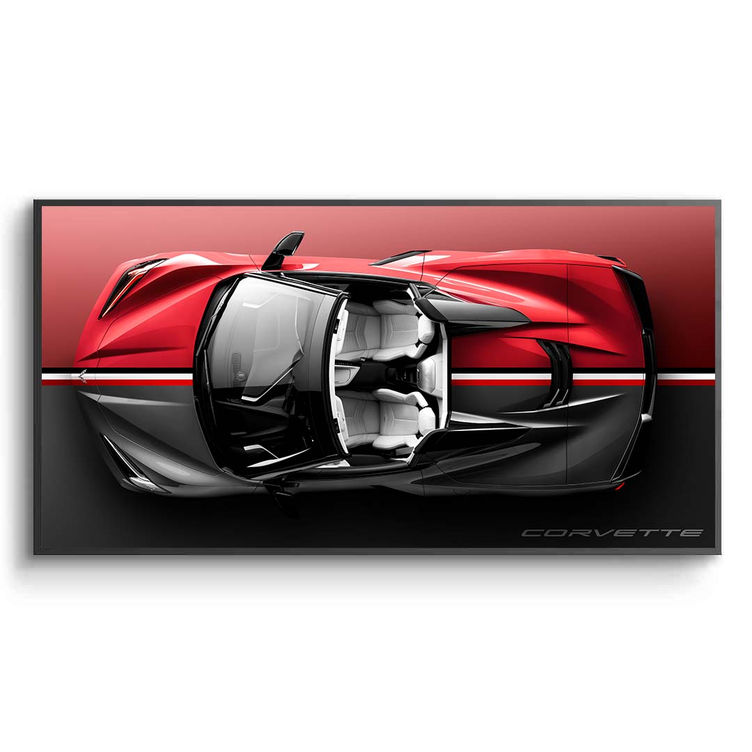 Chevrolet Corvette C8 Stingray Top-Down View - Premium Canvas Wall Art