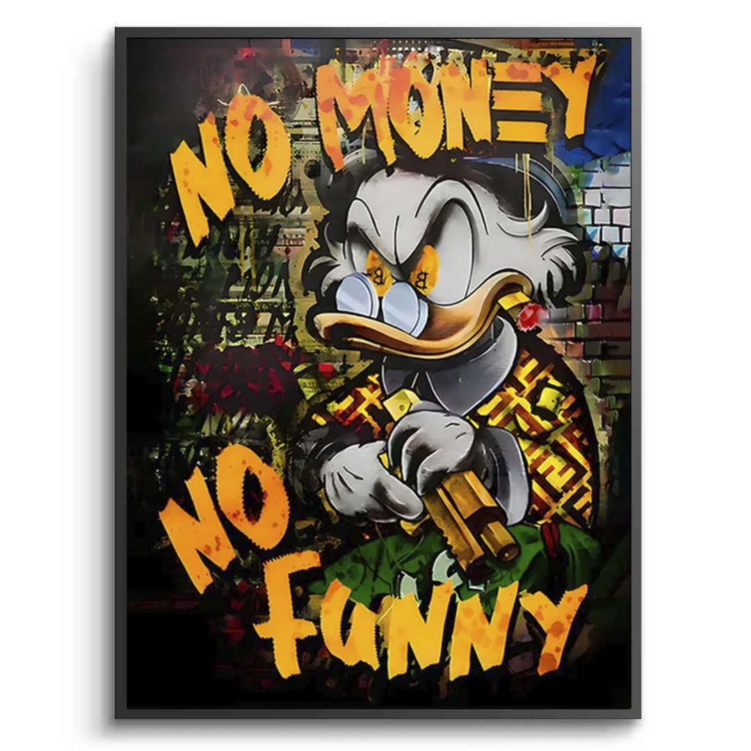 Scrooge with a gun in gold colors Inspirational Canvas Wall Art Print