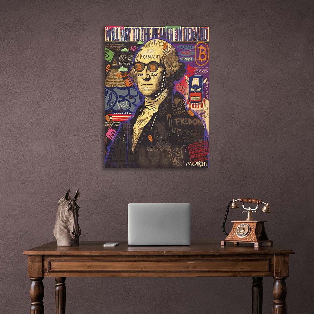 Pop-Art-Kunstdruck mit George Washington auf Leinwand