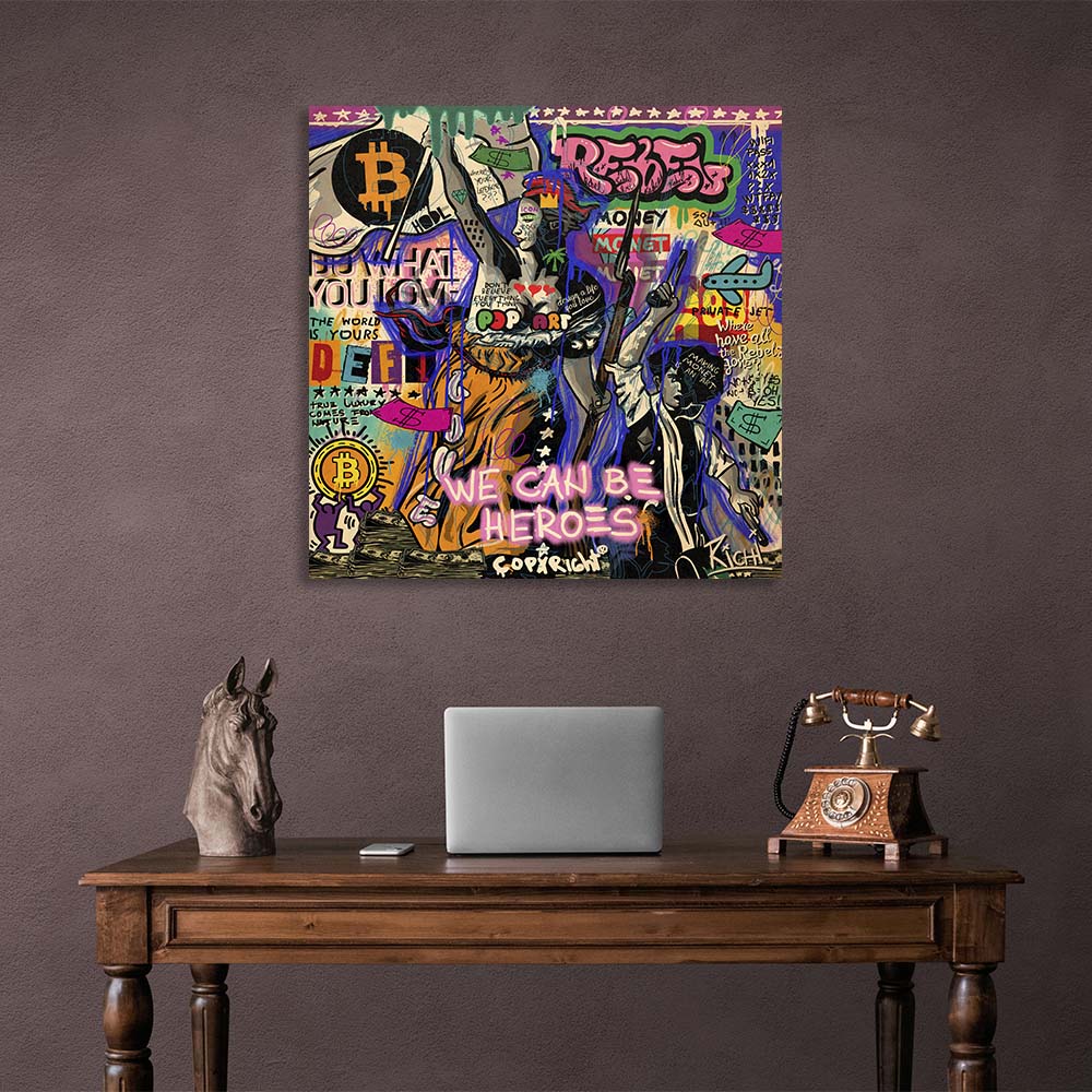 Pop-Art Wir können Helden sein Leinwand-Kunstdruck