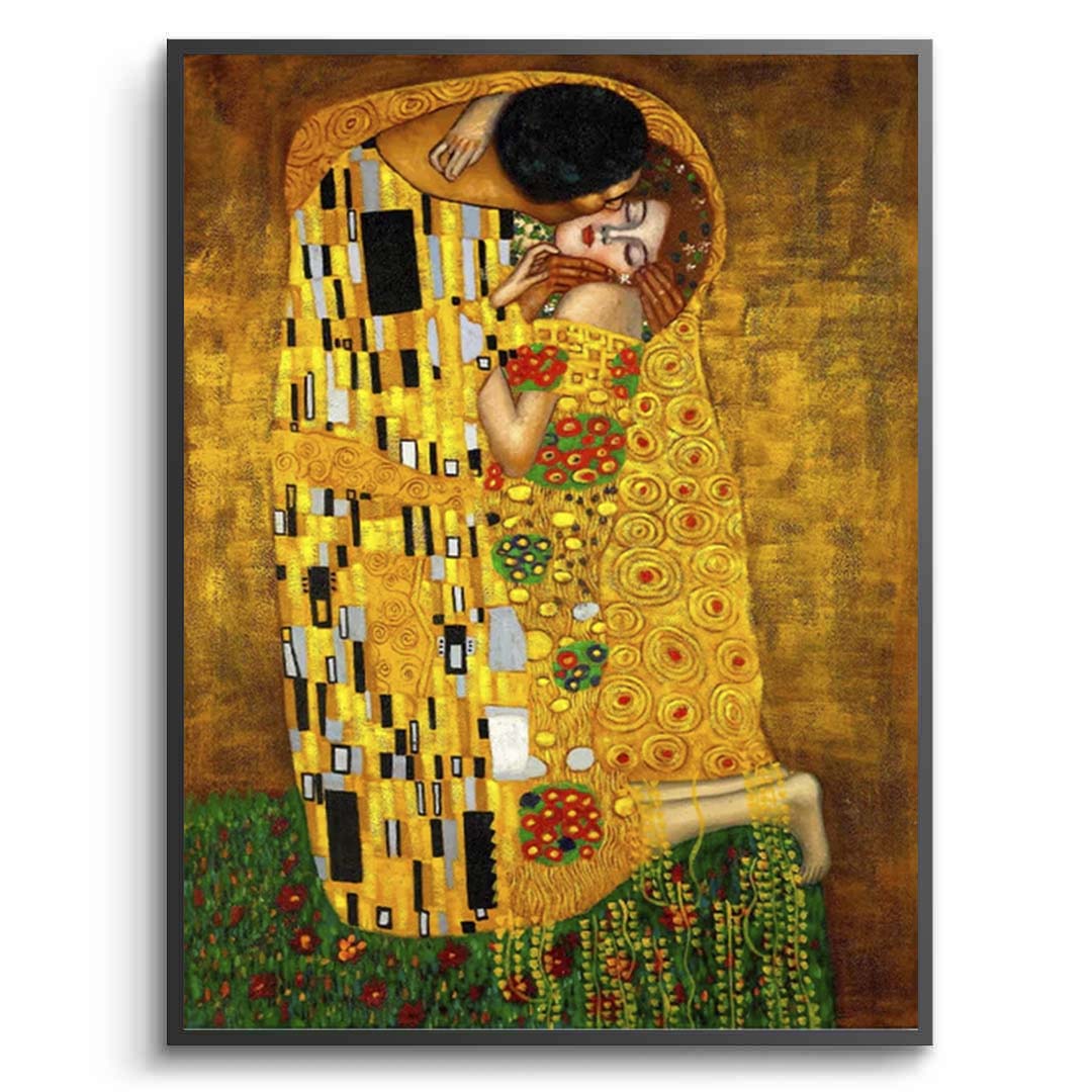 Reproduktion „Der Kuss“ von Gustav Klimt, Reproduktion auf Leinwand, Wand-Kunstdruck
