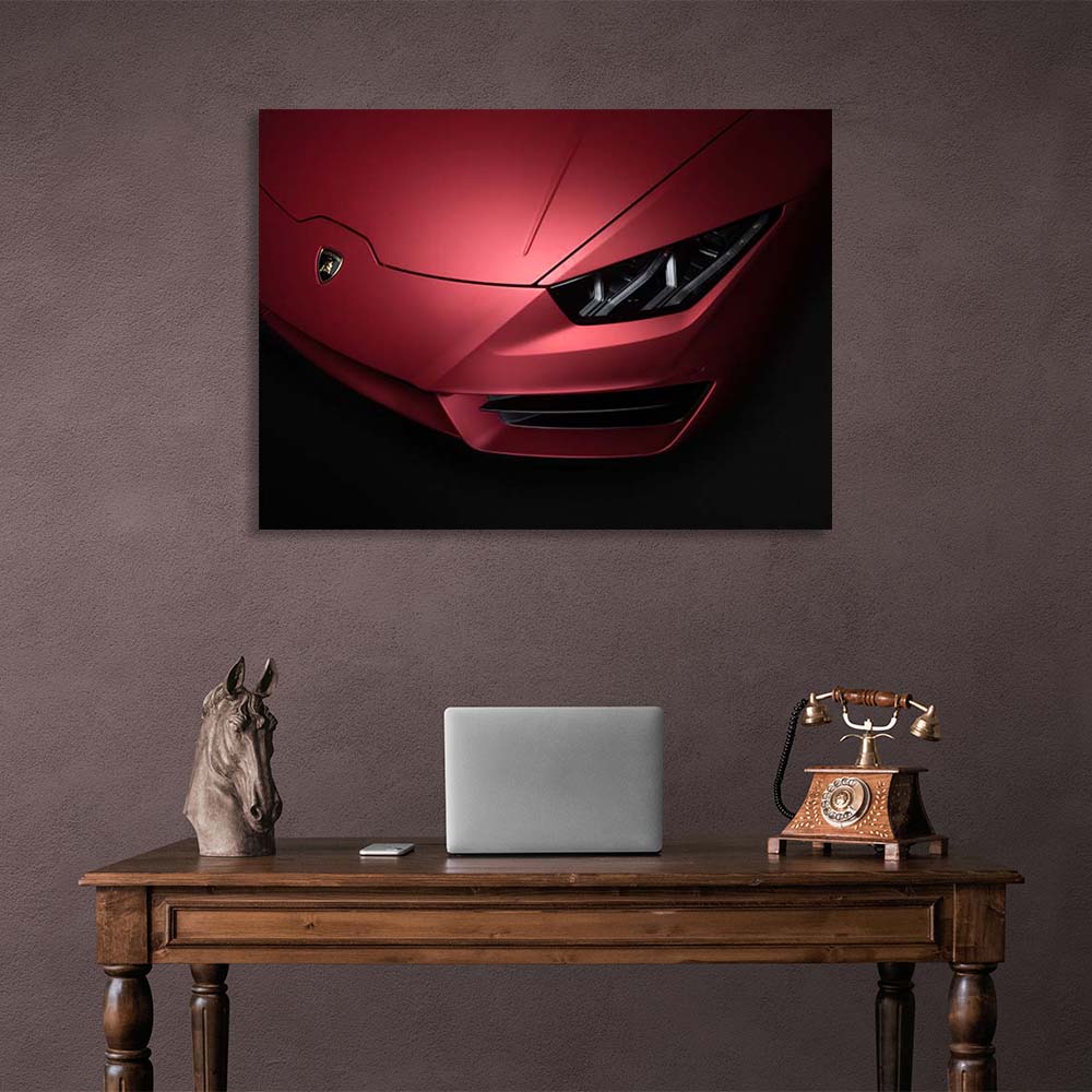 Leinwandbild, Wandbild, Frontscheinwerfer, roter Lamborghini
