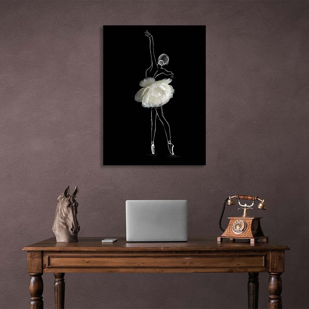 Leinwandbild, Wandbild, gemalte Ballerina mit Blumen-Tutu