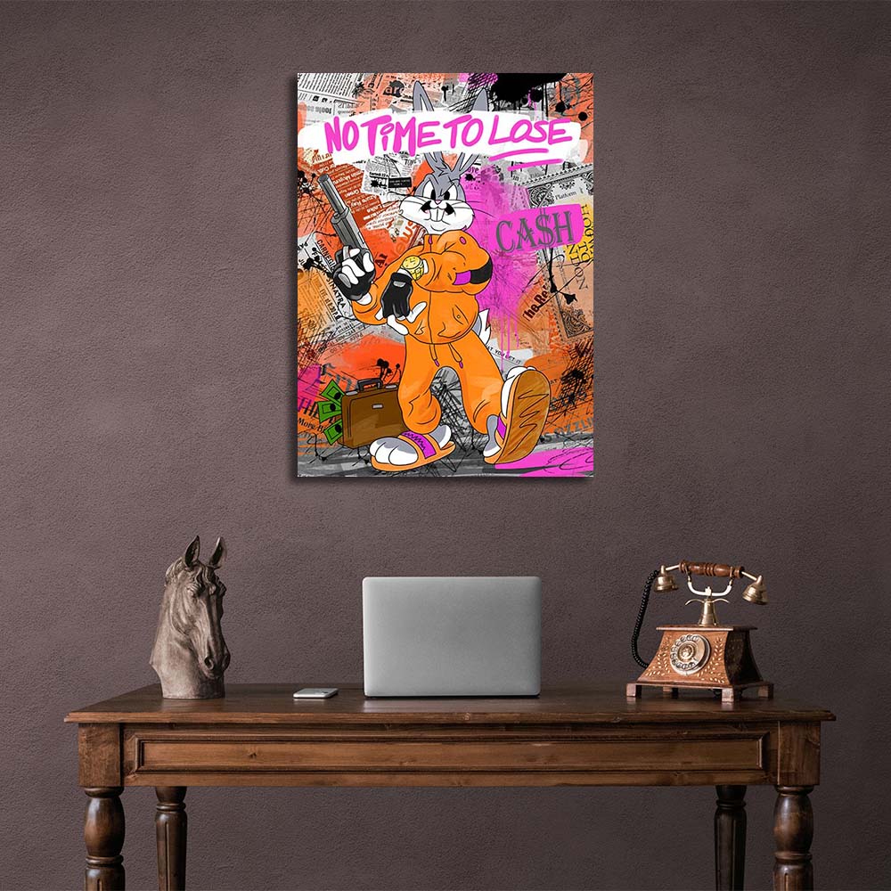 100 $ – Kunstdruck auf Leinwand mit Zeichnung auf schwarzen Lippen