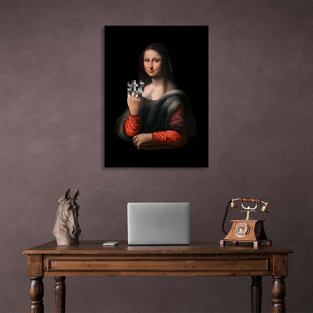 Kunstdruck auf Leinwand, Motiv: Mona Lisa zeigt