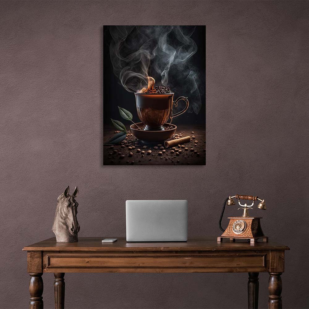 Leinwandbild, Wandbild für die Küche, Tasse Kaffee mit Schokolade