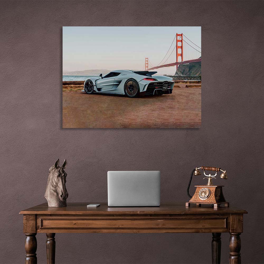 Leinwandbild, Wandbild, Auto, Koenigsegg Jesko, absolut weiß