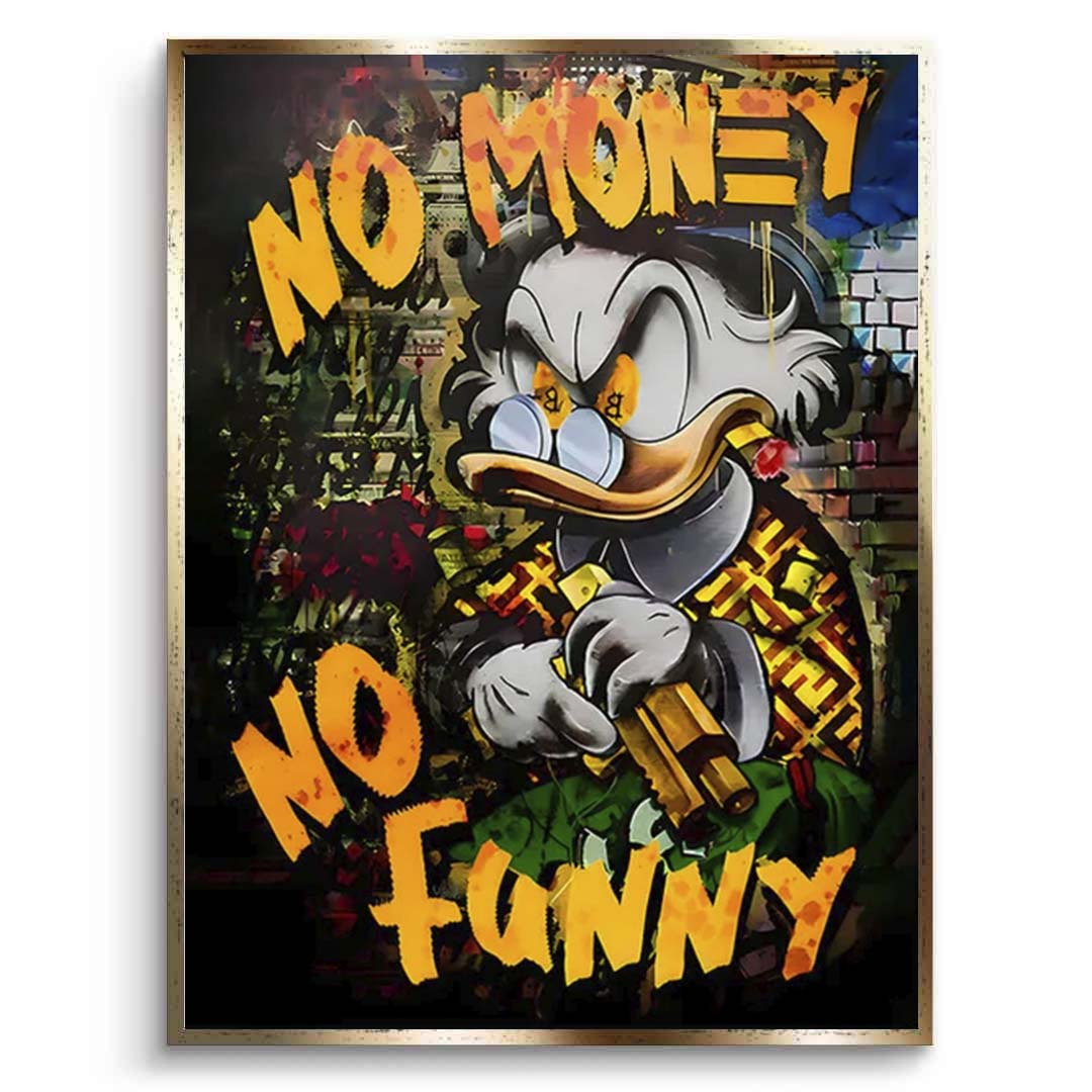 Scrooge with a gun in gold colors Inspirational Canvas Wall Art Print