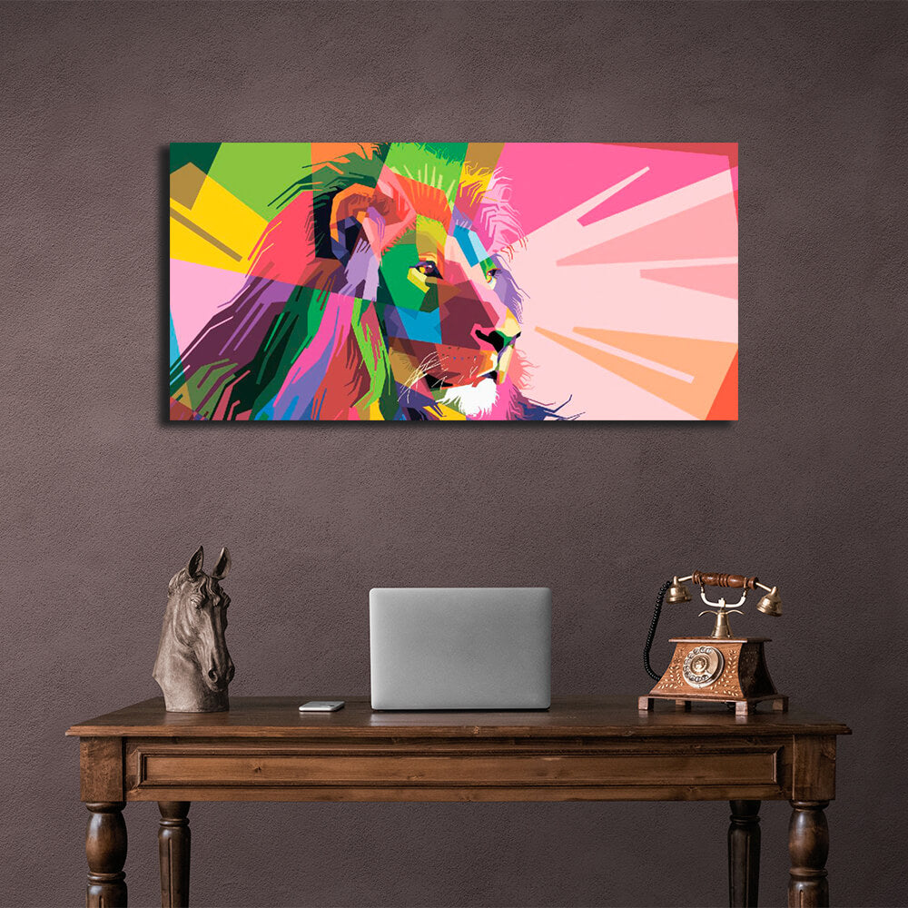 Kunstdruck auf Leinwand mit Löwenmosaik