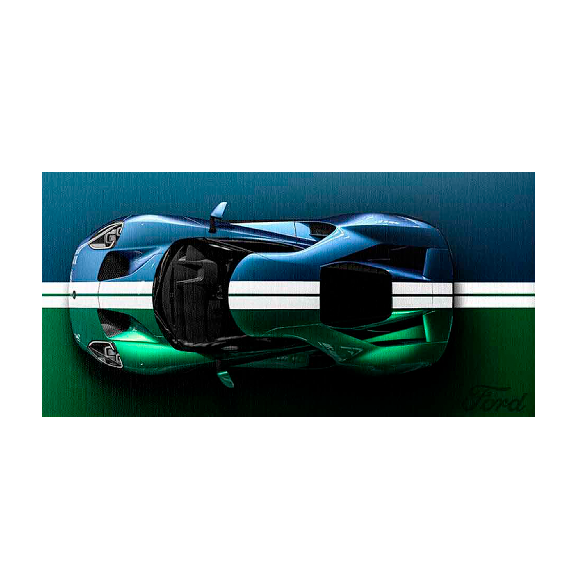 Leinwandbild, Porsche 911, grün, auf grauem Hintergrund