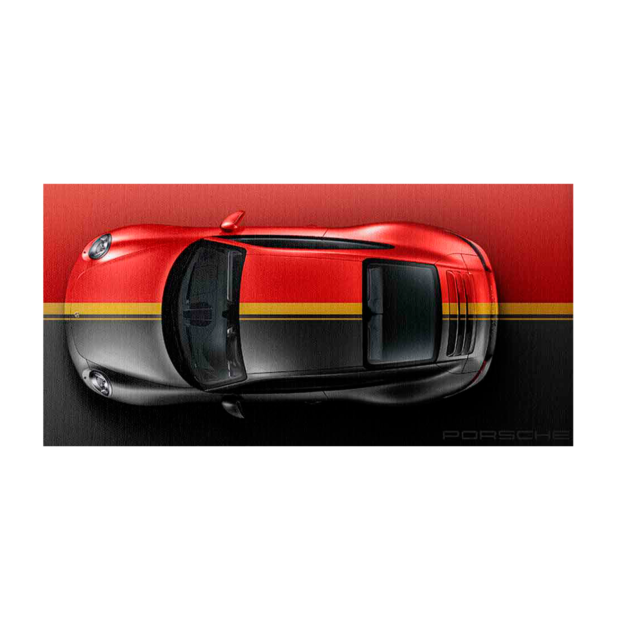 Leinwandbild, Porsche 911, grün, auf grauem Hintergrund