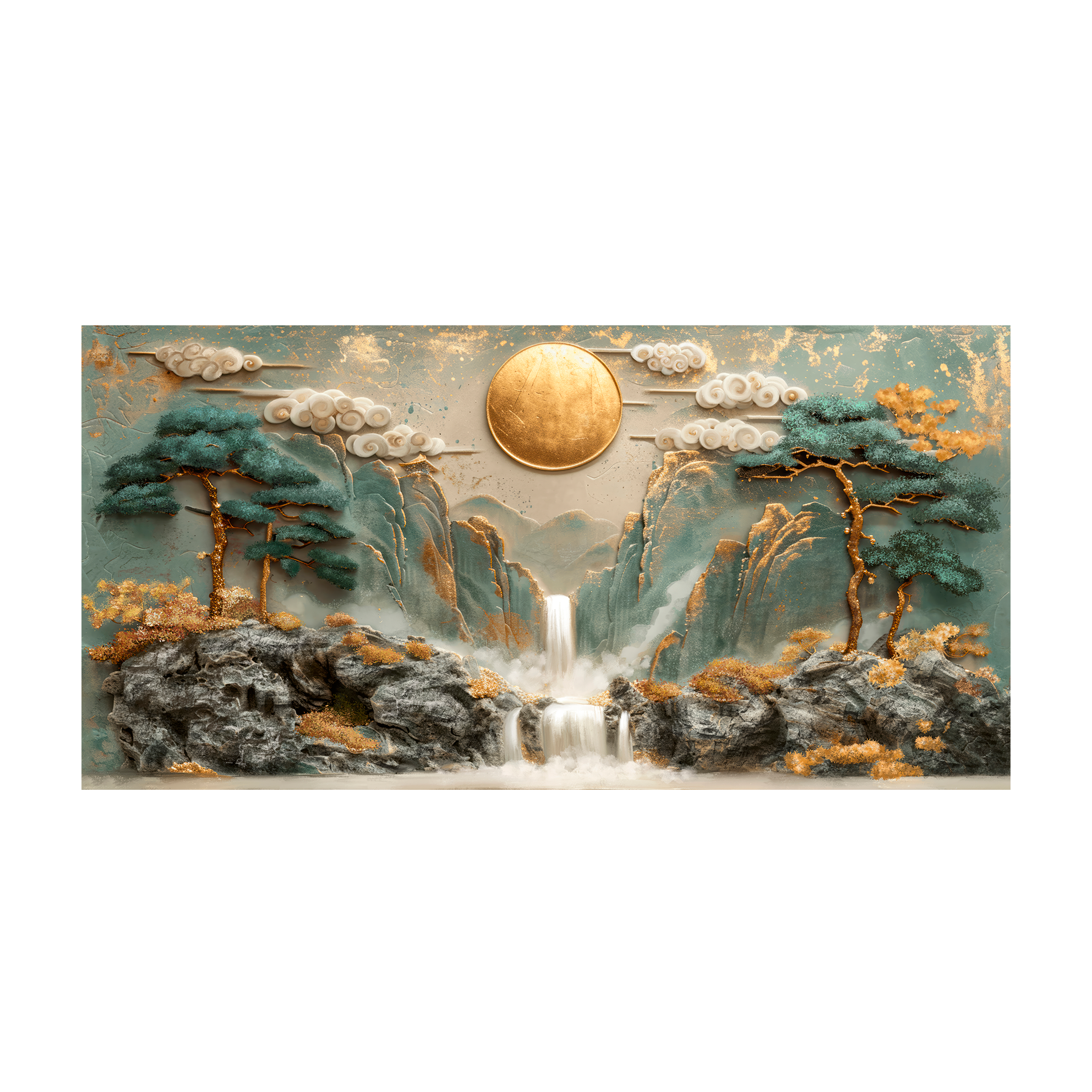 Zwei Hirsche in der Nähe eines Baumes mit einem Berg im Hintergrund Abstraktion Leinwand Wand Kunstdruck