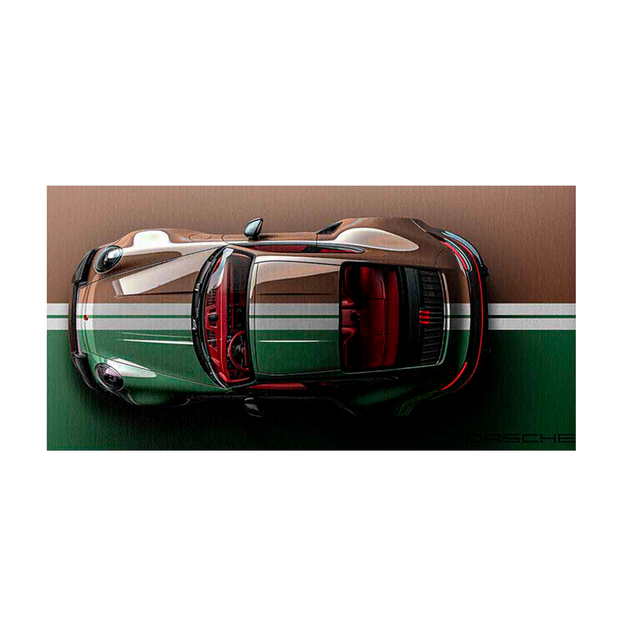 Leinwandbild, Porsche 911, grün, auf grauem Hintergrund