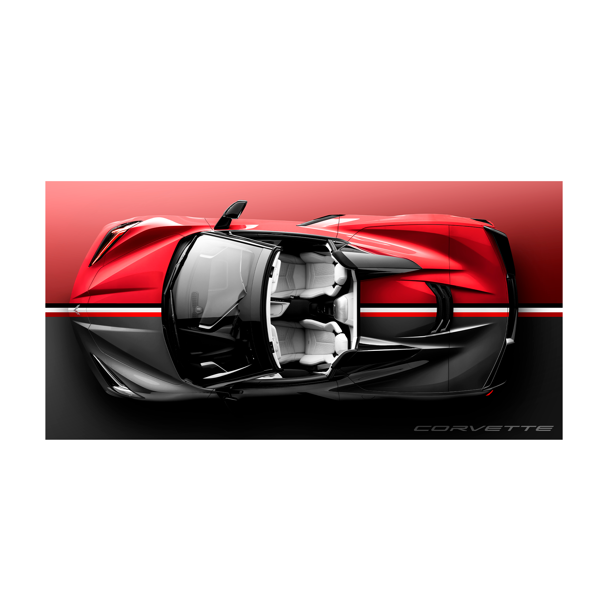 Chevrolet Corvette C8 Stingray Top-Down View - Premium Canvas Wall Art