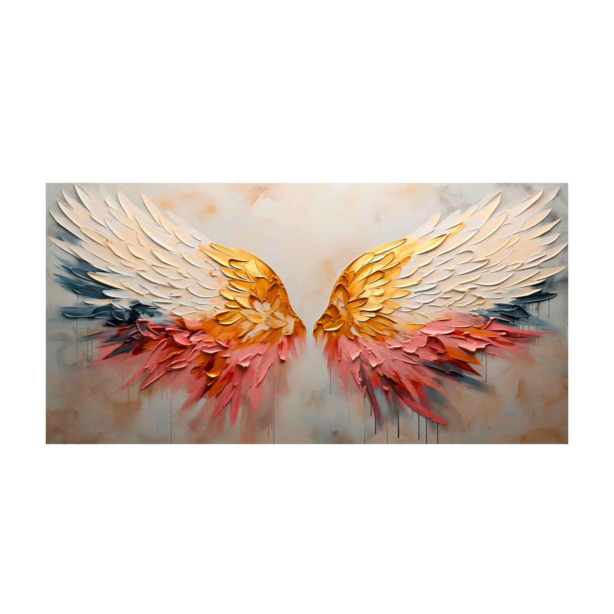 Golden Phoenix Wings Abstract Canvas Wall Art