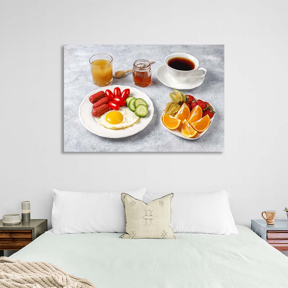 Kunstdruck auf Leinwand, Motiv: „Englisches Frühstück“ für die Küche