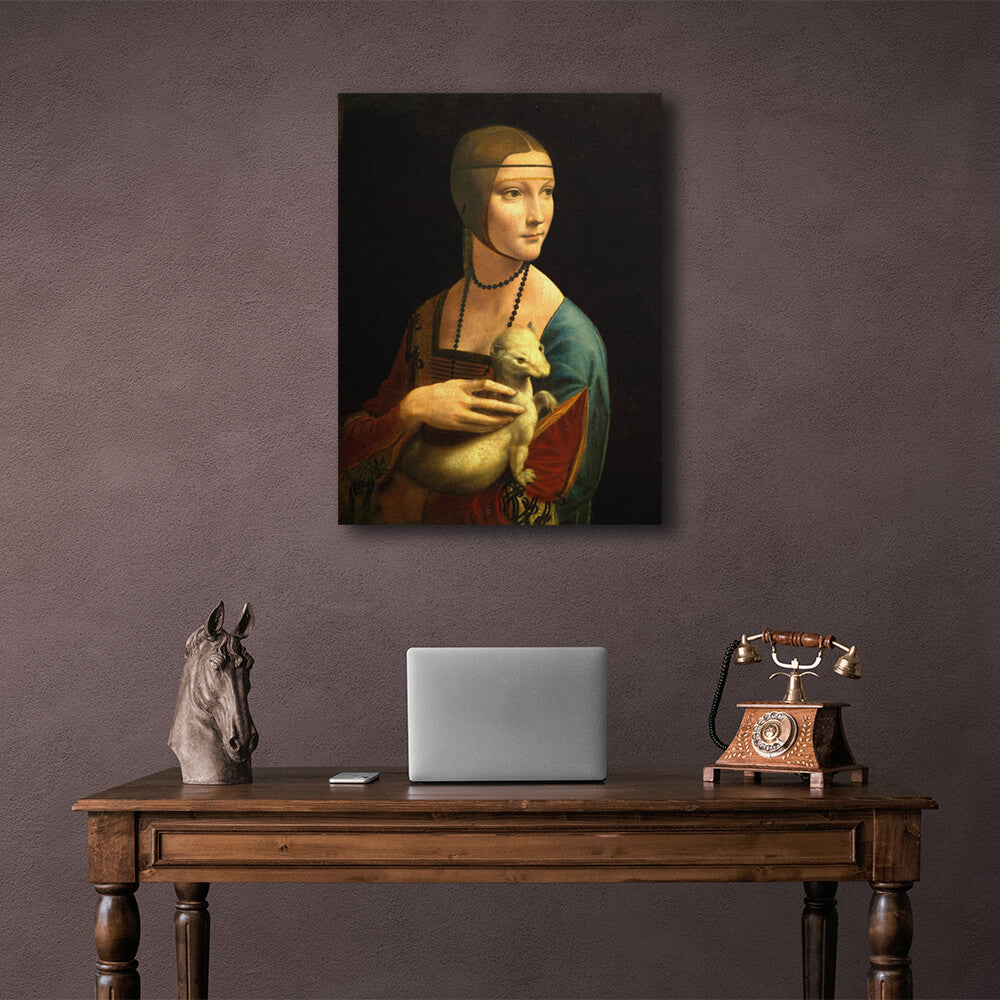 Reproduktion von Leonardo da Vincis „Die Dame mit dem Hermelin“, Reproduktion auf Leinwand, Wand-Kunstdruck