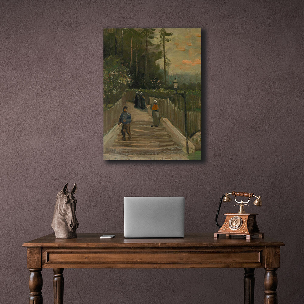 Reproduktion „Aufstieg in Montmartre, Paris“, Vincent van Gogh, Reproduktion auf Leinwand, Kunstdruck