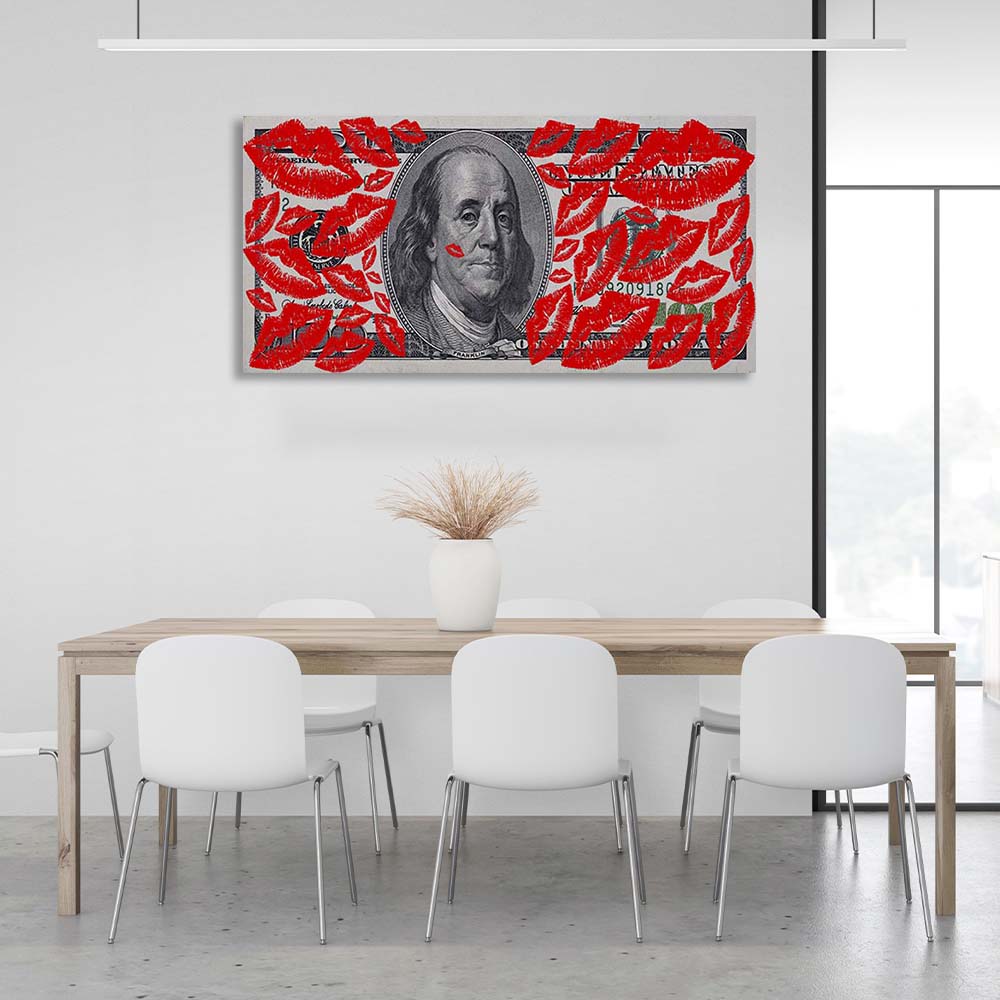 Inspirational Canvas Wall Art Print $100 in kisses