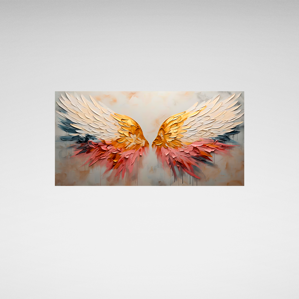 Golden Phoenix Wings Abstract Canvas Wall Art