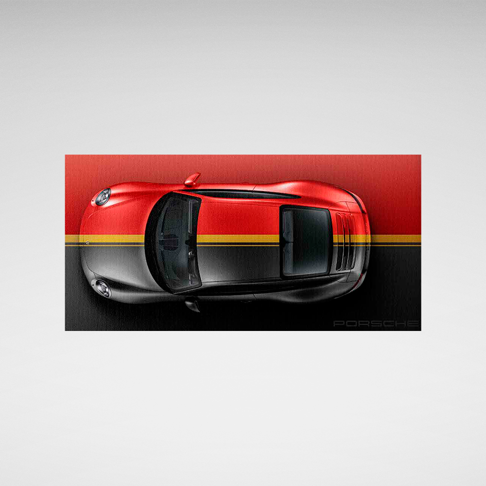 Leinwandbild, Porsche 911, grün, auf grauem Hintergrund