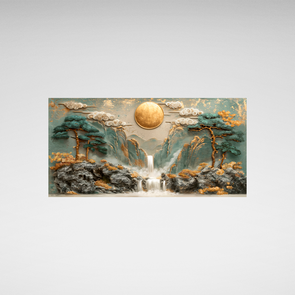 Zwei Hirsche in der Nähe eines Baumes mit einem Berg im Hintergrund Abstraktion Leinwand Wand Kunstdruck