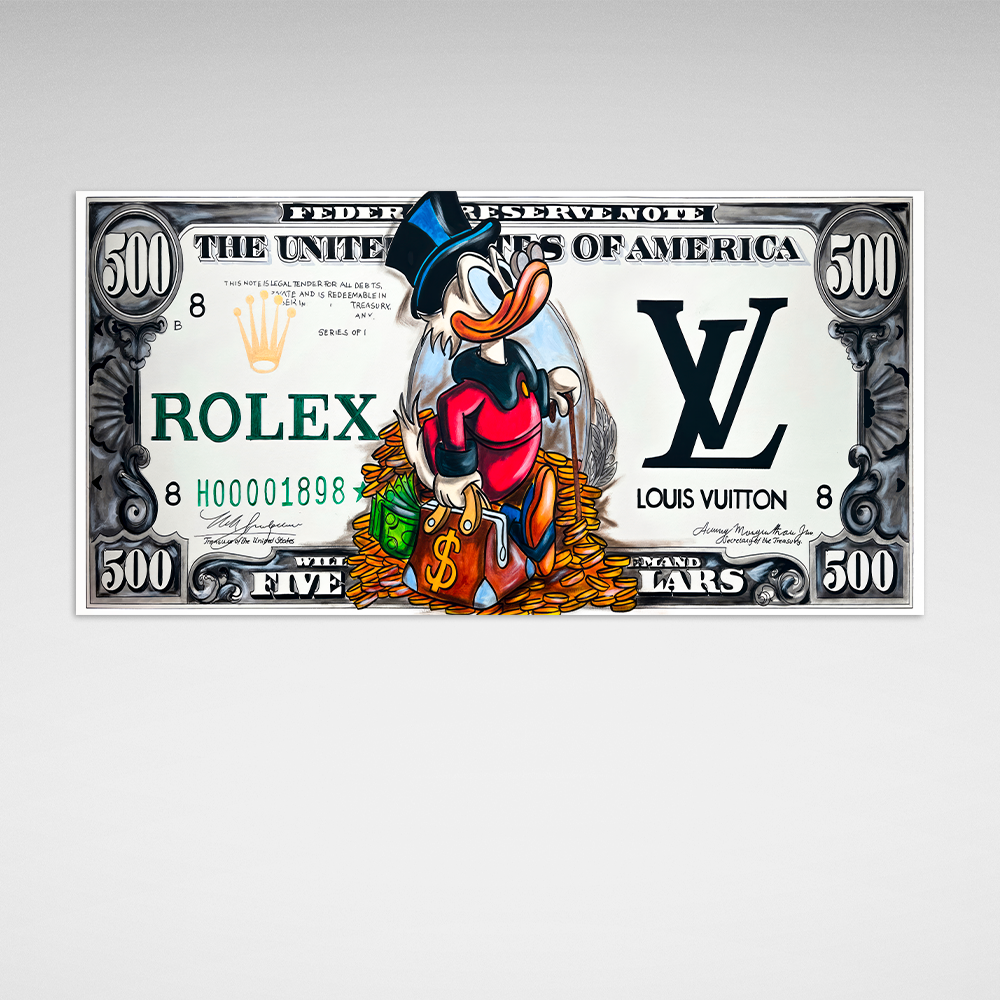500 DOLLARS, ROLEX AND LOUIS VUITTON Art Canvas