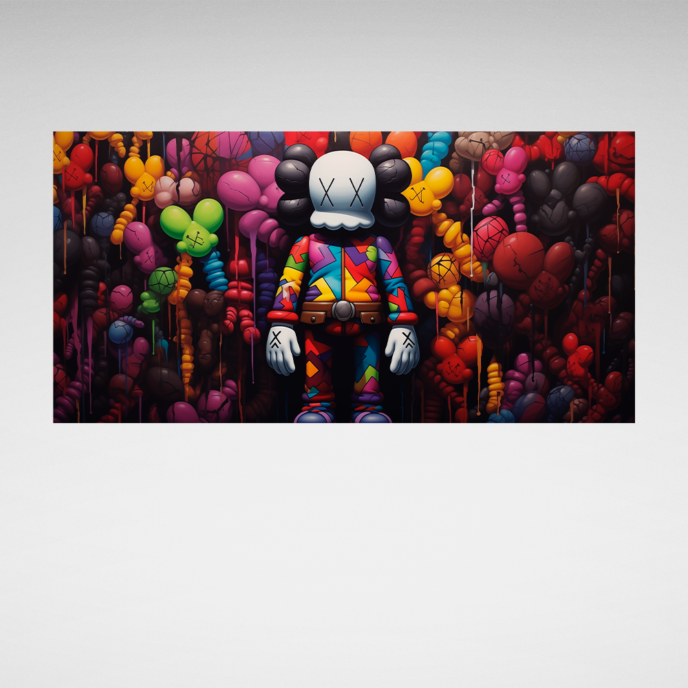 Colorful Bearbrick Wonderland Canvas Art - Vibrant Urban Scene for Contemporary Interiors