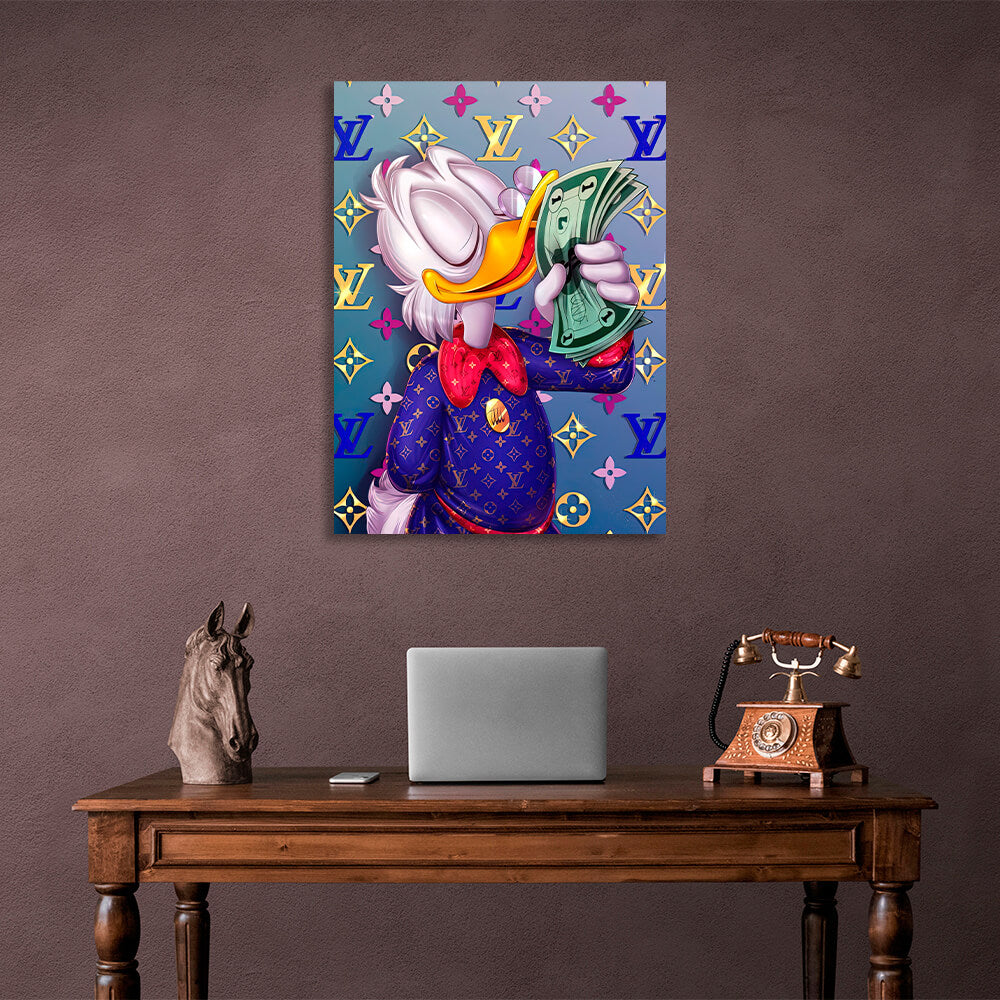 Scrooge riecht Geld LV Inspirierender Leinwand-Kunstdruck