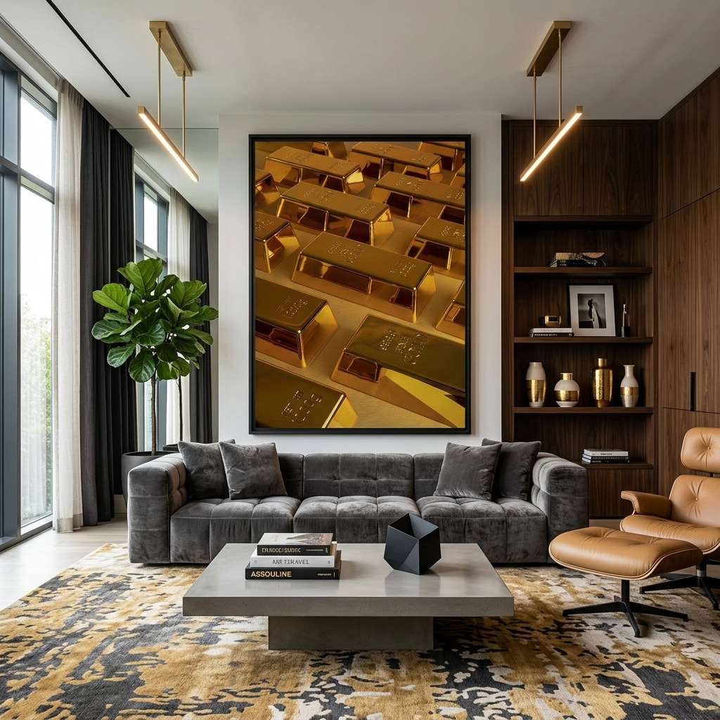 Goldbarren Motivierender Leinwand-Kunstdruck