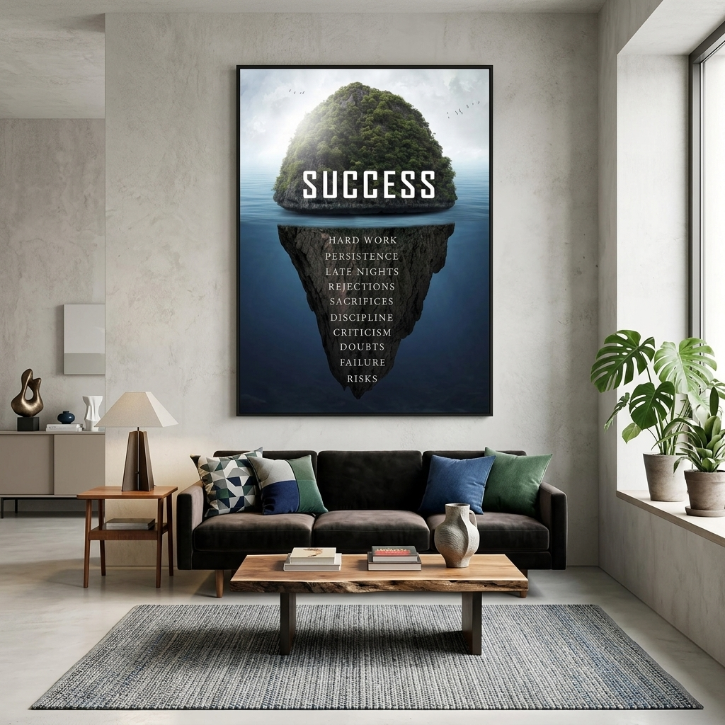 Motivierender Kunstdruck auf Leinwand, Motiv „Success Island“