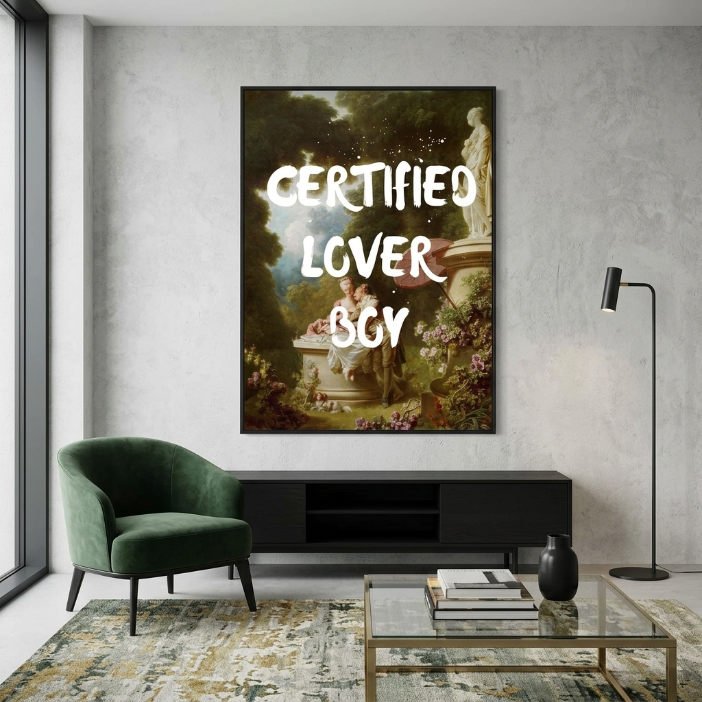 Kunstdruck auf Leinwand, Motiv „Certified Lover Boy“