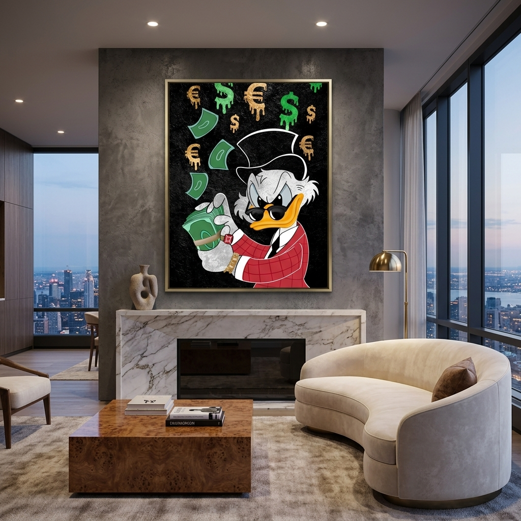 Scrooge Geld Inspirierender Leinwand-Kunstdruck